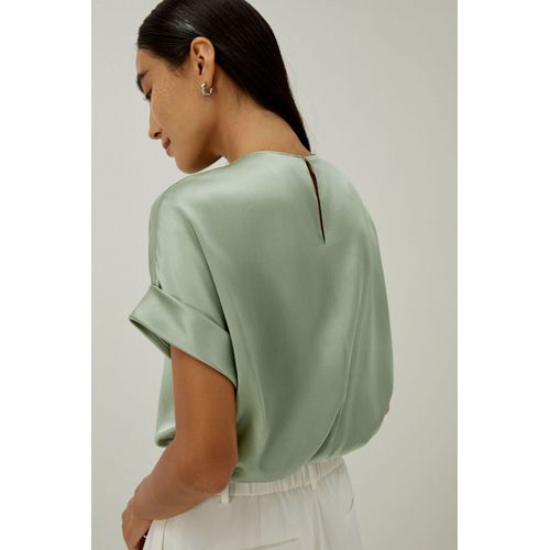 Lilysilk Top Soie Femme Coupe Décontractée, Soie De Mûrier De Haute Qualité Facile À Assortir Modèle Classique Vert Aqua M
