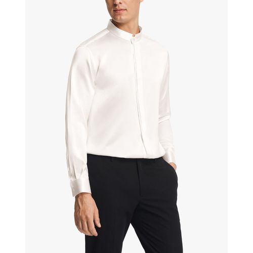 Lilysilk Chemise En Soie Blanche Homme Blanc Naturel Boutons Cachés, Coupe Régulière 100% Soie De Mûrier Température Réglable Chemise M