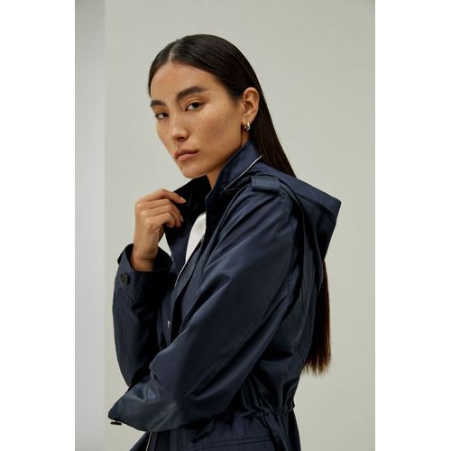 Lilysilk Veste Soie Femme Capuche Escamotable Soie De Haute Qualité Simple Et Classique Doux Pour La Peau Et Respirant Bleu Marine L
