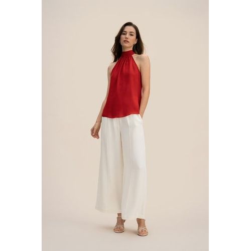Lilysilk Top Soie Femme Rouge Grenade Col Licou, Coupe Décontractée 100% Soie Naturelle Convient À Toutes Les Saisons 38