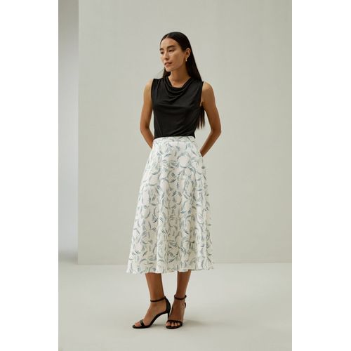 Lilysilk Jupe Soie Imprimé Végétal Abstrait Soie De Mûrier Doux Pour La Peau Et Respirant Élégance Sans Effort Allée Feuillue 36