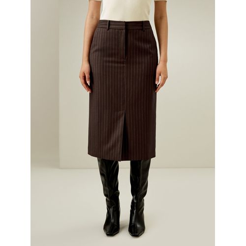 Lilysilk Jupe Café Foncé Longueur Sous Le Genou Et Ourlet Droit Mélange Laine-Soie Une Touche D'élégance Dans Votre Vie 48