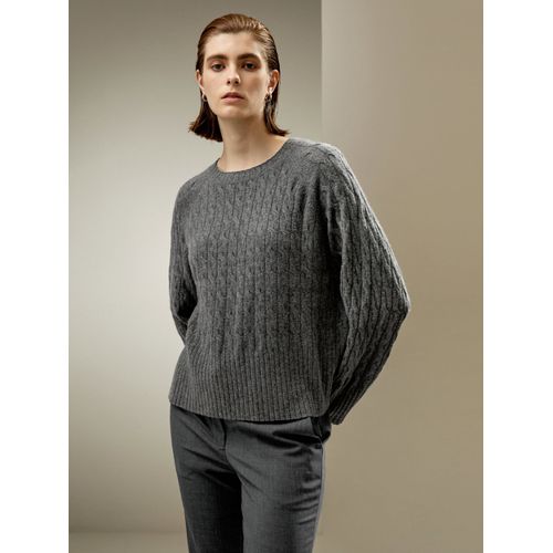 Lilysilk Pull En Cachemire Gris Moyen Design Classique En Tricot Torsadé 100% Bébé Cachemire Convient À Toutes Les Saisons Xs