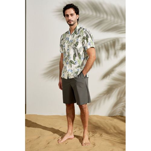 Lilysilk Chemises En Soie Pour Homme Col Ajustable Jacquard De Soie Naturellement Antibactériens Imprimé Palmiers Tropicaux L