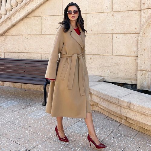 Lilysilk Manteau En Laine Femme Chameau Manches Longues Kimono 50% Cachemire Et 50% Laine Un Toucher Incroyablement Doux Et Confortable M