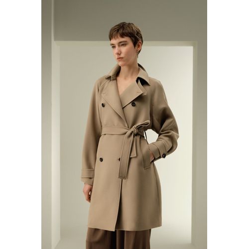 Lilysilk Manteau En Mélange Soie Et Laine Pour Femme Le Col Coupe-Vent Mélange De Soie Et De Laine Doux Pour La Peau, Confortable Et Durable Kaki M