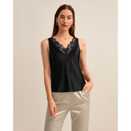 Lilysilk Débardeur En Soie, V-Cou Avec Dentelle, Ultra-Douce Et Luxueuse, Soie De Mûrier, Sans Produits Chimiques Nocifs