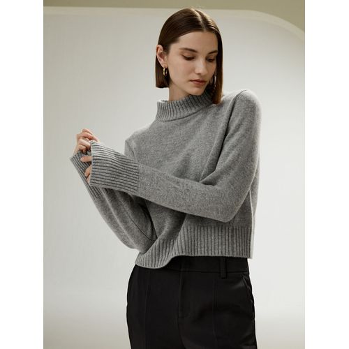 Lilysilk Pulls En Laine Pour Femme Gris Poignets Côtelés, Col Mi-Haut Laine Et Cachemire Bon Rapport Qualité-Prix, Respectueux De La Peau M