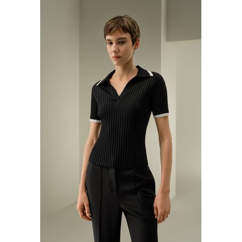 Lilysilk Top Soie Femme Large Design En Maille Côtelée 100% Soie De Mûrier Une Élégance Intemporelle Style Moderne Noir L