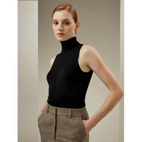 Lilysilk Top En Soie Femme Noir Col Roulé Et Sans Manches 100% Soie Naturelle Pièces Incontournables Pour De Multiples Occasions L