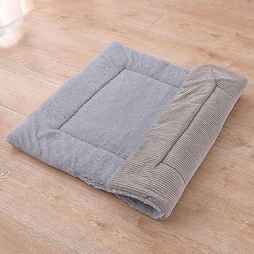 Matelas Pour Chien, Matelas Pour Animaux De Compagnie, Couverture Pour Chien Xz014 (L(90 X 70cm), Peluche Courte Gris)Sgrey