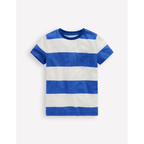 T-Shirt Manches Courtes Pour Tous Les Jours-Rayé Bleu Vif/Ivoire Doux