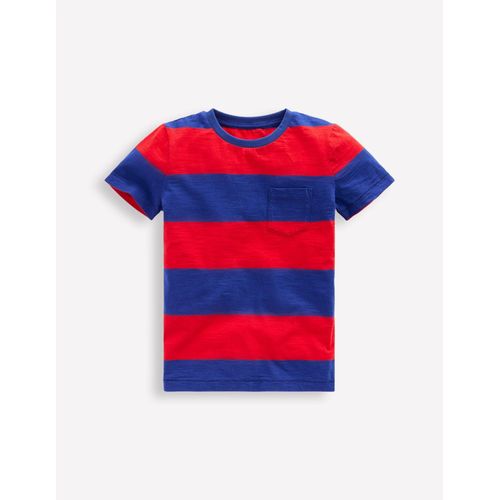 T-Shirt Manches Courtes Pour Tous Les Jours-Rouge Rockabilly/Bleu Orion