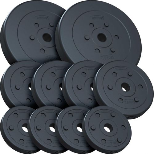 Scsports® Jeu De Disques De Poids - 30 Kg, Plaques 2 X 7,5 / 4 X 2,5 / 4 X 1,25 Kg En Plastique, 30/31 Mm, Adaptée Au Sol, Silencieux, Noir - Fitness À Maison