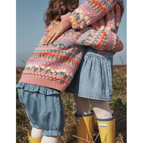 Short Bouffant En Chambray Fille-Denim Vintage Clair