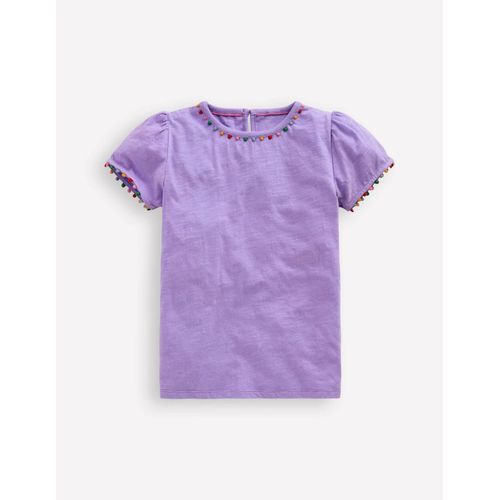 T-Shirt Ali À Manches Bouffantes Et Pompons-Violet Lavande