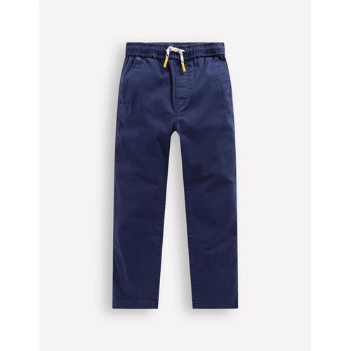 Pantalon Slim À Enfiler-Sergé Bleu Marine Universitaire