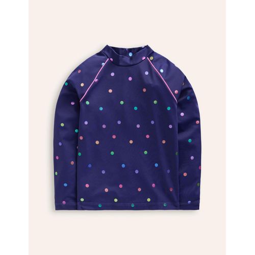 Haut De Plage À Motif Et Protection Solaire-Pois Confettis Arc-En-Ciel Bleu Marine