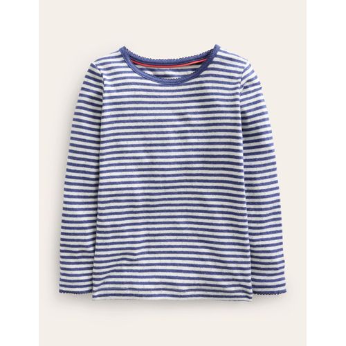 Top Manches Longues En Pointelle-Bleu Tribord/Ivoire Doux