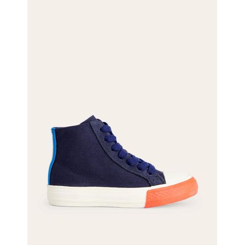 Baskets Montantes En Toile Contrastante Bleu Marine