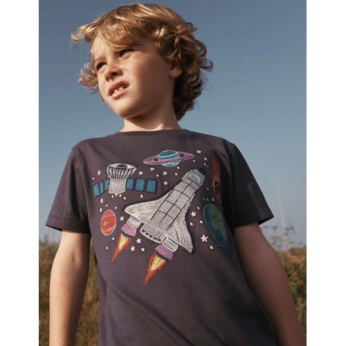 T-Shirt Phosphorescent À Super Surpiqûres-Espace Bleu Robot