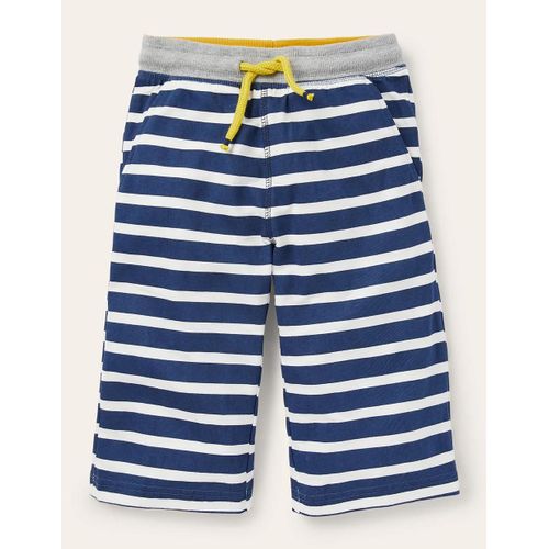 Short Baggy En Jersey-Bleu Marine Universitaire Et Ivoire