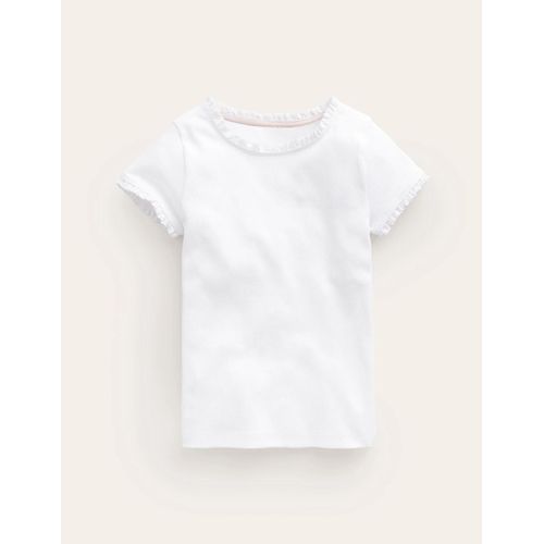 T-Shirt Côtelé À Manches Courtes-Blanc