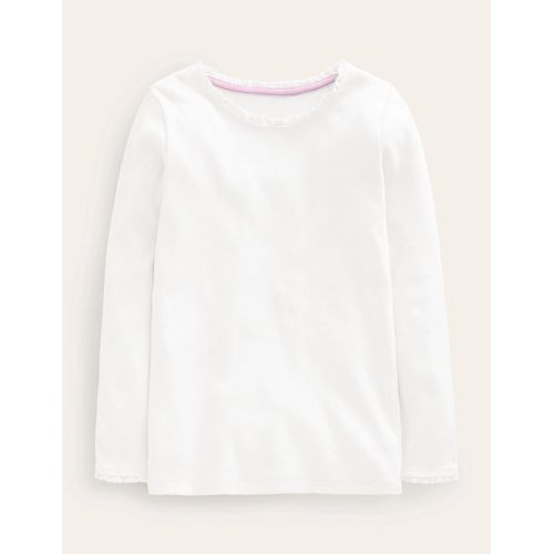 T-Shirt Côtelé À Manches Longues-Blanc