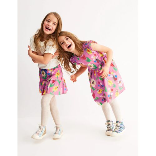 Jupe-Short Volantée En Jersey-Motif Spring Garden Lilas Sucré
