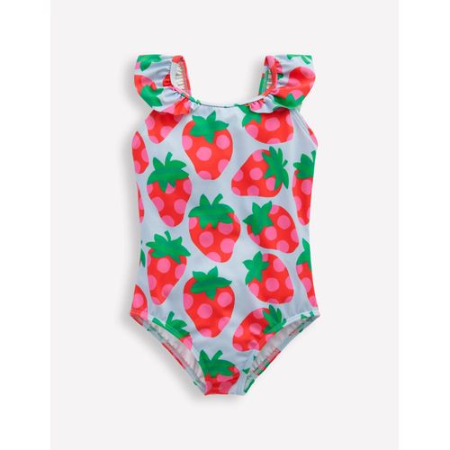 Maillot De Bain Hallie À Bretelles Volantées-Fraise Bleu Brumeux