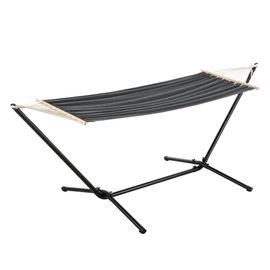 Hamac Avec Cadre Surte Acier Coton Polyester 200x100 Cm Noir Gris Foncé Helloshop26 03_0007167
