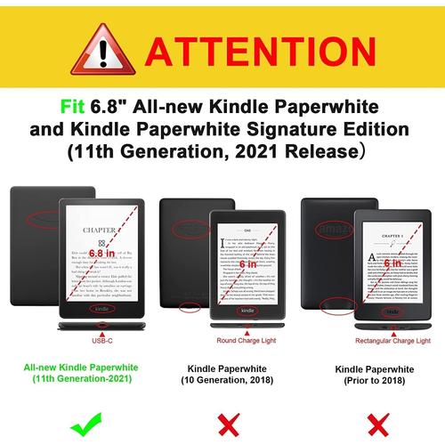 Étui Kindle Paperwhite 11e génération 2021, 6,8 Pouces, Coque