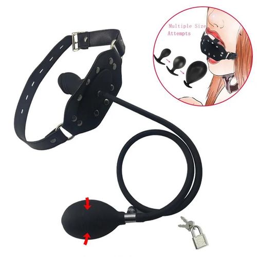 Bdsm Gonflable Silicone Bouche Gag Fétiche Serrure Bondage Sangle Sur Bouche Plug Honte Formation En Peluche Adulte Flirt Jouets Sexuels Femmes