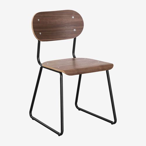 Chaise De Salle À Manger En Placage De Noyer Jodie Noir