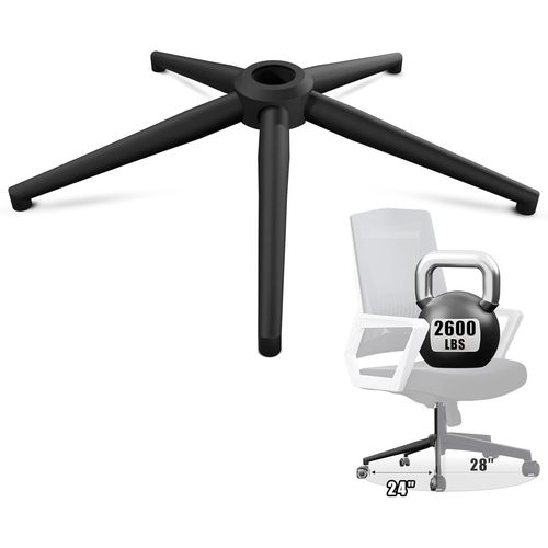 Base De Rechange Pour Chaise De Bureau De 61 Cm-Base De Chaise De Bureau Avec Pieds En Métal Renforcés,1 179,3 Kg,Partie Inférieure Universelle Pour Bouteille De Gaz Et Roulettes-Noir