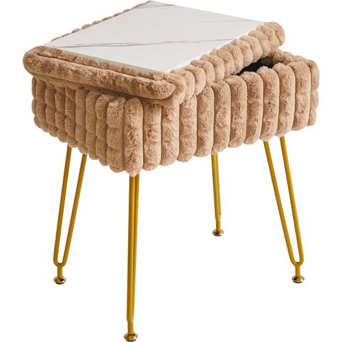 Chaise De Maquillage Rectangulaire Avec Rangement Repose-Pieds Ottoman Chaise De Maquillage Chaise De Table De Maquillage Avec Pieds Antidérapants Kaki Wbd004k