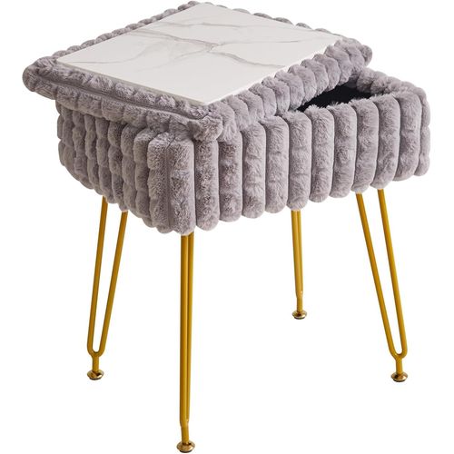 Rectangulaire Makeup Chair Avec Rangement Repose-Pieds Ottoman Makeup Chair Makeup Table Chair Avec Pieds Antidérapants Gris Wbd0004g