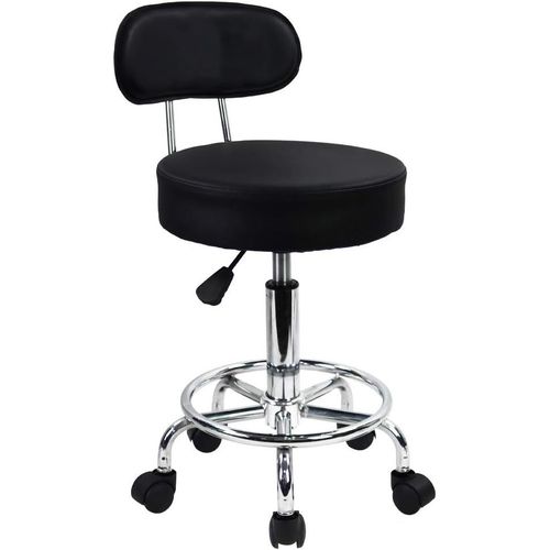Tabouret Pivotant De Bureau Avec Dossier Réglable En Hauteur Noir