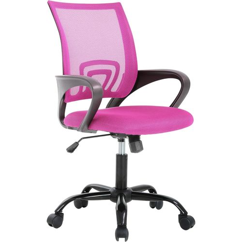 Chaise De Bureau Ergonomique Avec Siège Dossier En Maille Respirante Hauteur Réglable Fauteuil D'ordinateur Inclinable À Roulettes Pivotantes Rose