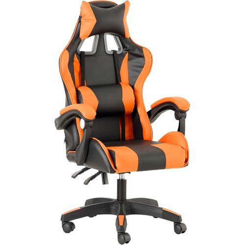 Chaise De Gaming,Chase De Jeux Ergonomique Chaise De Bureau Avec Confortable Dossier Réglable,Appui-Tête Et Soutien Lombaire,Orange