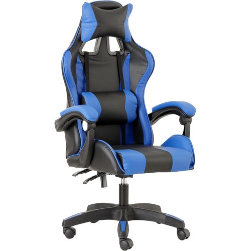 Chaise De Gaming,Chase De Jeux Ergonomique Chaise De Bureau Avec Confortable Dossier Réglable,Appui-Tête Et Soutien Lombaire,Bleu