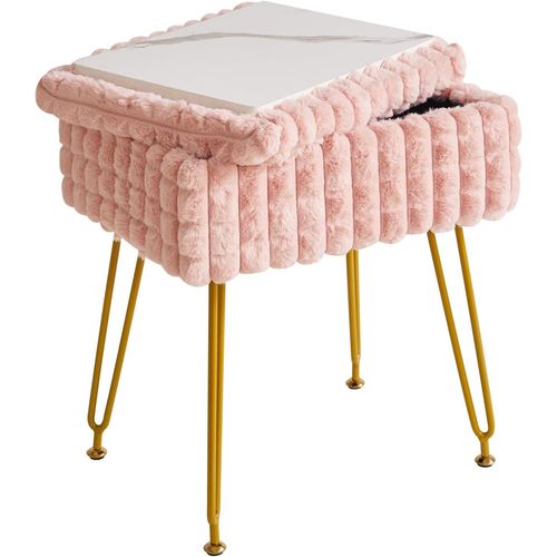 Rectangulaire Makeup Chair Avec Rangement Repose-Pieds Ottoman Makeup Chair Makeup Table Chair Avec Pieds Antidérapants Rose Wbd004p