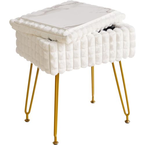 Chaise De Maquillage Rectangulaire Avec Rangement Et Repose-Pieds Ottoman-Pieds Antidérapants,Blanc Wbd004w