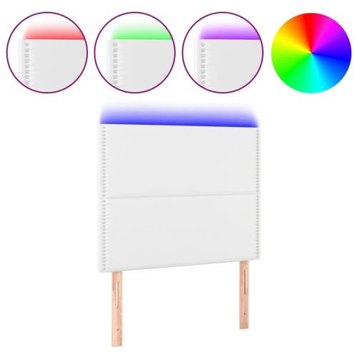 Tête De Lit Accessoire Couchage Chambre À Coucher Meuble À Led 90 X 5 X 118/128 Cm Synthétique Blanc Tdl0201921