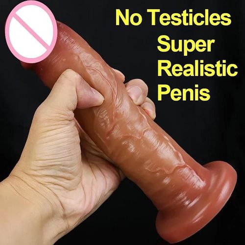 Pas De Testicules Bite Réaliste Énorme Jouet Adulte Sensation De Peau Gode Réaliste Pénis En Silicone Liquide Doux Avec Ventouse Jouet Sexuel Femme S