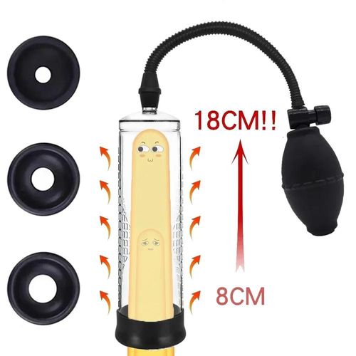 Salle De Bain T! Pompe À Pénis Manuelle Pour Hommes, Agrandisseur De Pénis, Jouet Sexuel, Pompe À Vide, Extenseur De Pénis Masculin, Produit De Sexe Pour Adultes More 3 Rings