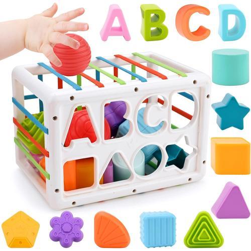 Cube d'activité Montessori pour bébé, jouet mentaires oriel, trieur de  formes pour enfants de 1