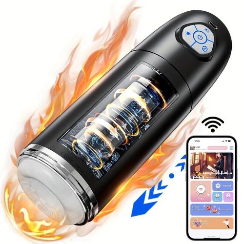Masturbateur Masculin À Contrôle Par Application, Puissant Masturbateur Télescopique Rotatif, Pompe À Pénis Électrique, Jouet Sexuel Visuel Et Oral Pour Hommes App Black-Box