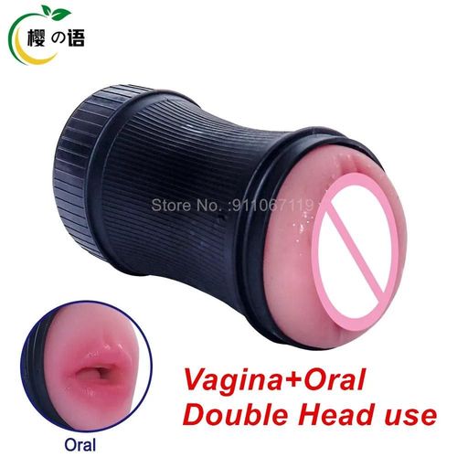 Double Tête Utilisation Manuel Mâle Masturbateur Réaliste Vagin Oral Pipe Tasse Masturbation Machine Adulte Érotique Sexe ¿ Jouet Pour Hommes 18+ Orange