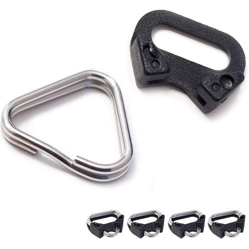 Jeu de bagues fendues avec capuchon de protection pour fixer les sangles d'appareil photo - 4 pièces - forme triangulaire en acier inoxydable - convient aux appareils photo DSLR SLR et compacts